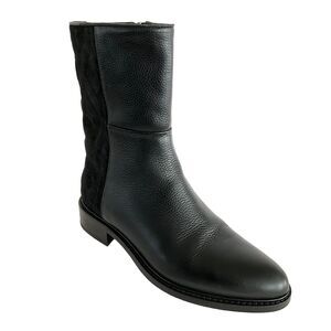 Aquatalia Boots Black Gabrina Suede Leather Waterproof Quilted Biker 5.5